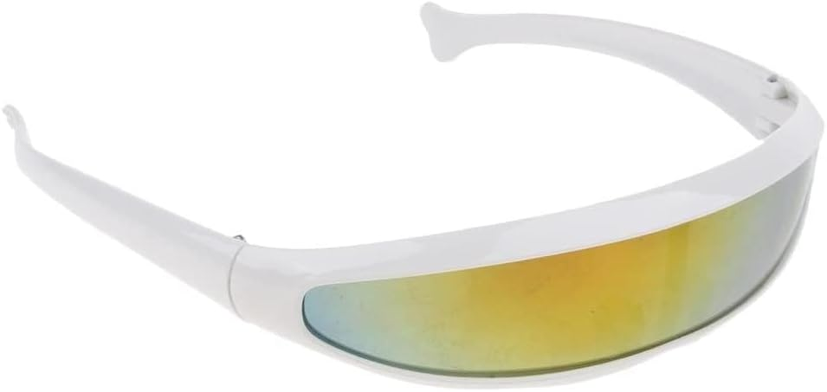 Futuristic Narrow Cyclops Sunglasses Robot Space Costume Color Mirrored Lens(Color White) image number 4