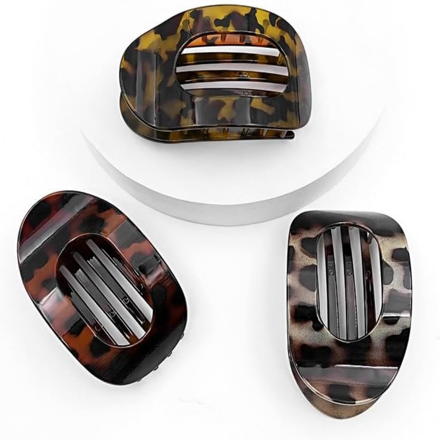 4-Piece Leopard Print Flat Clip, Suitable for Women of All Hair Sizes - Women'S Flat Hair Clip, Comfortable Curved Flat Hair Clip, Safe to Hold Hair, Can Be Worn in Various Occasions, Luxurious Daily Styling Accessory Gift Set (Red, Green, Gray, Beige) image number 1