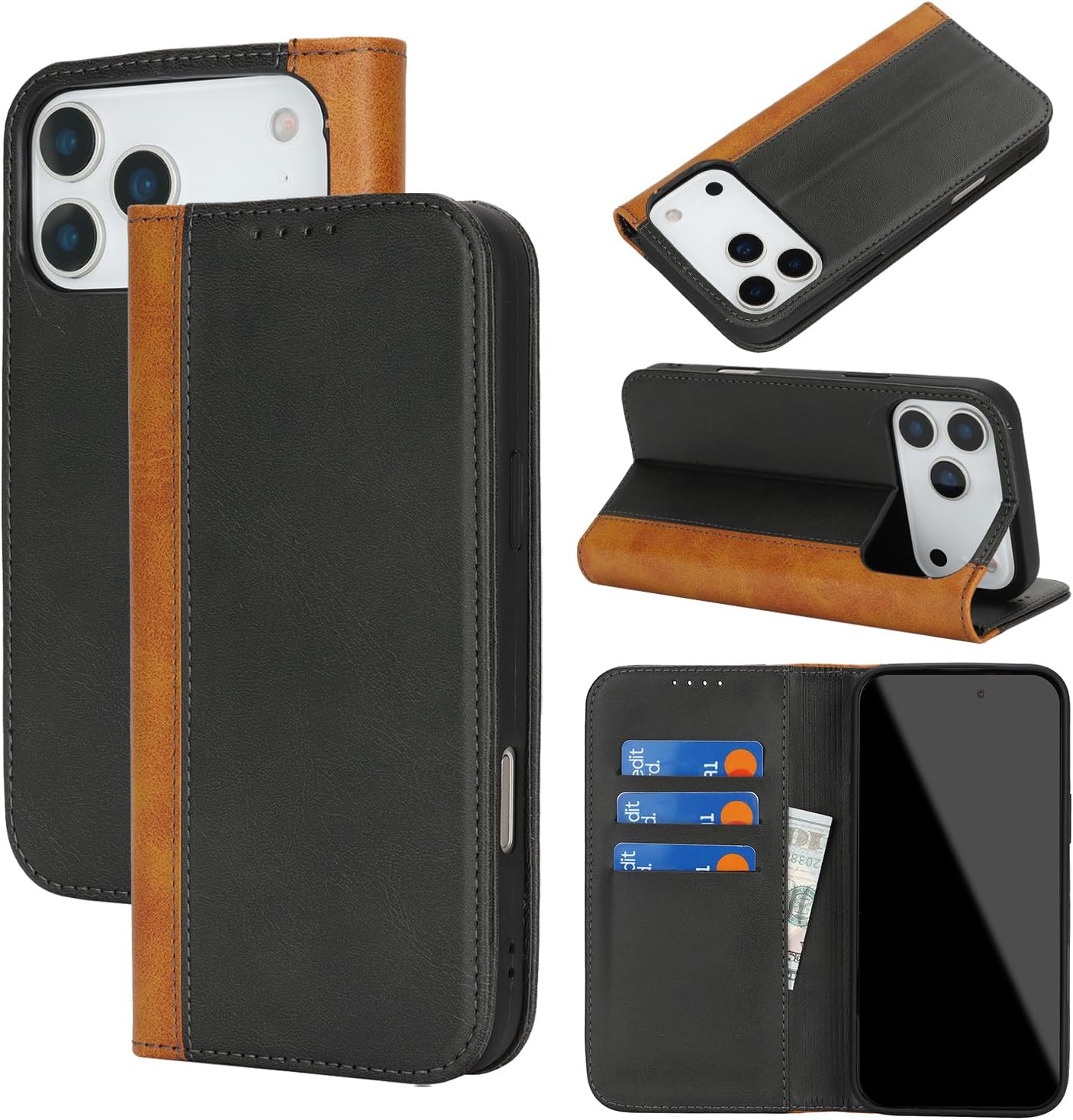 Cavor for Iphone 16E Case,Premium Leather Folio Flip Wallet Case Cover Magnetic Closure Book Design with Kickstand Feature & Card Slots(6.1")-Sky Blue