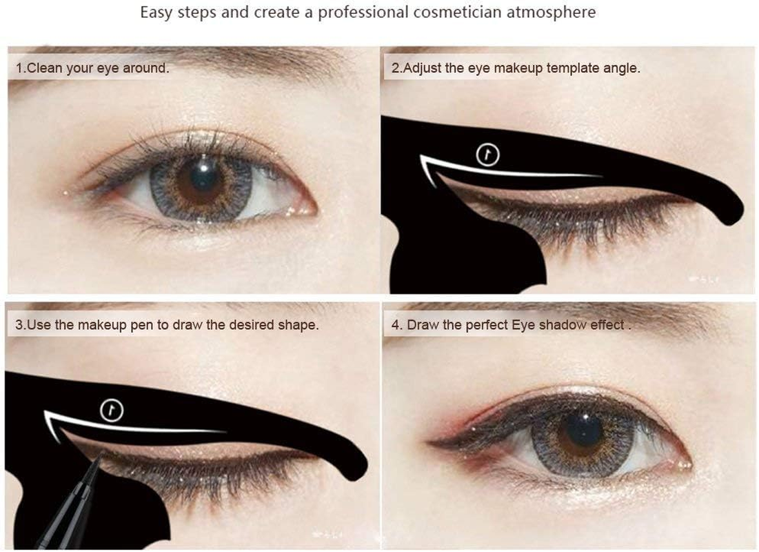 Cat Line Eyeliner Stencil, Smoky Eyeshadow Applicators Template Plate, Professional Multifunction Black Cat Shape Eye Liner & Eye Shadow Guide Template (PVC Material) (1)
