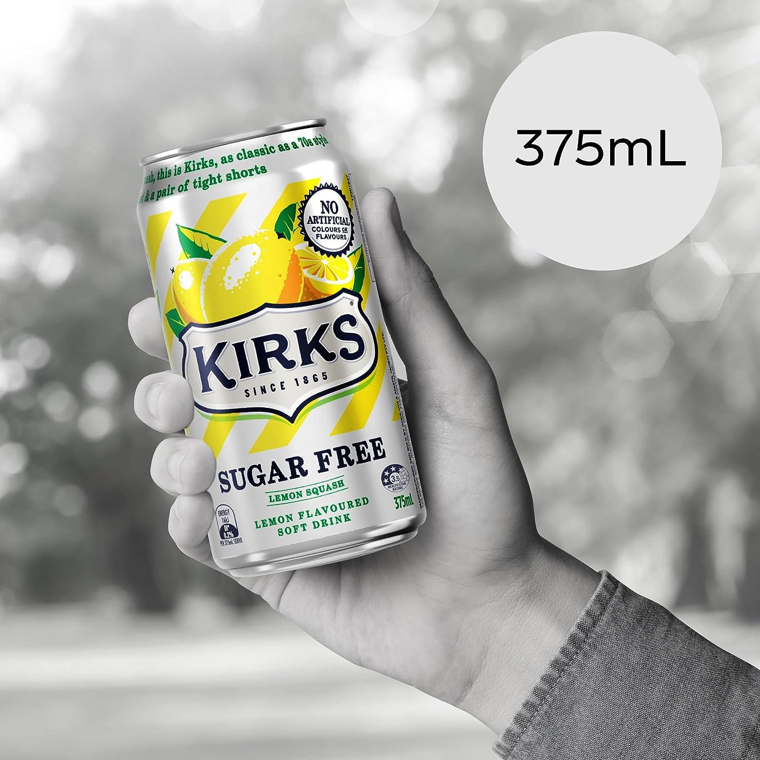 Kirks Lemon Squash Sugar Free Soft Drink Multipack Cans 20 X 375 Ml (Pack of 2) image number 1