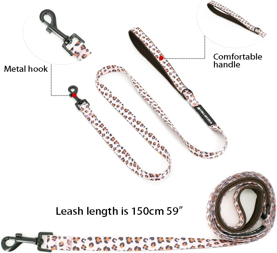 No Pull Dog Harness and Lead Set, Adjustable and Soft Padded Dog Vest Harness for Small Medium Large Dogs (Leopard, Medium (Chest: 17.7-23 Inches))