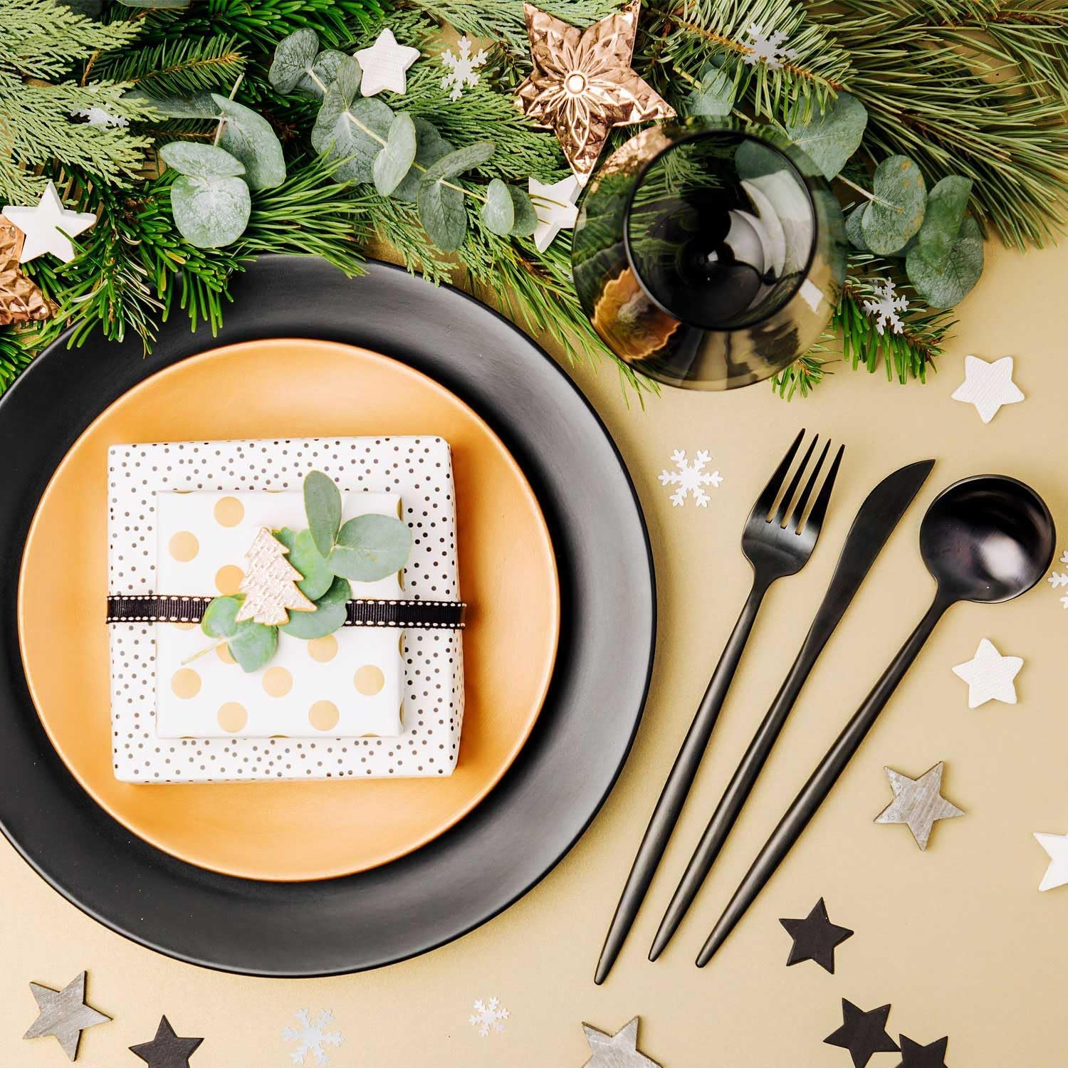 Silverware Set，20-Piece Premium Stainless Steel Cutlery Set，Satin Finish Flatware Set ，Include Fork Knife Spoon Flatware Sets,Service for 5，Dishwasher Safe (Black) image number 2