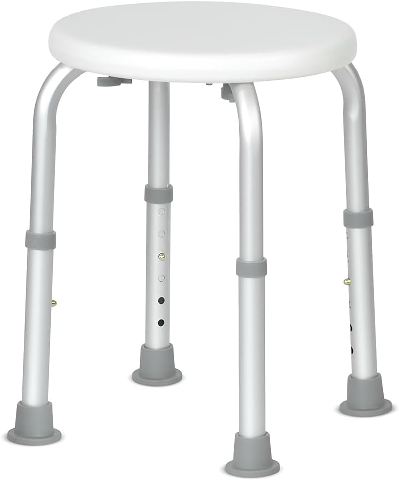 Portable Shower Chair, Non-Slip Bathing Stool, Footstool and Bath Chair, Shower Seat with Adjustable Height, Stool for Elderly People Children Pregnant Women (White) image number 2