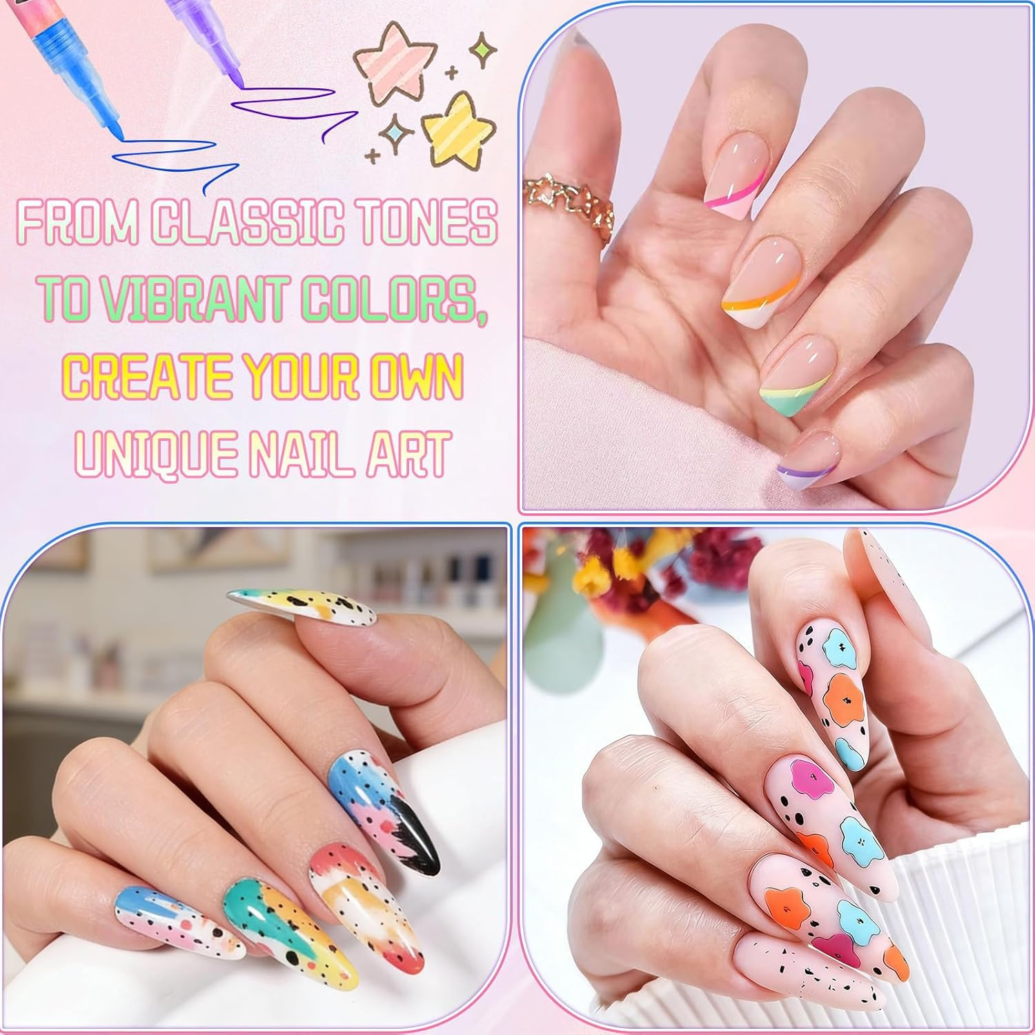 12 Colors Nail Art Pens Set, 3D Nail Polish Markers with 0.7Mm Fine Tip, Quick-Dry Acrylic Paint Pens for DIY Nail Art Design, Dotting, Painting | Professional & Beginner Manicure Tools for Home Salon image number 6