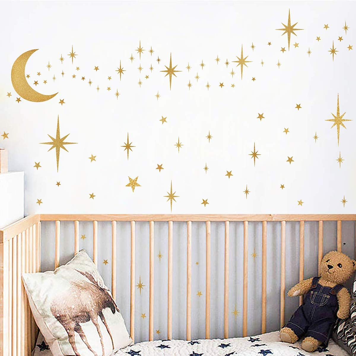 Easma Retro Starburst Wall Decals - Atomic Star Stickers for Girls Room - Peel and Stick Moon Decals image number 5
