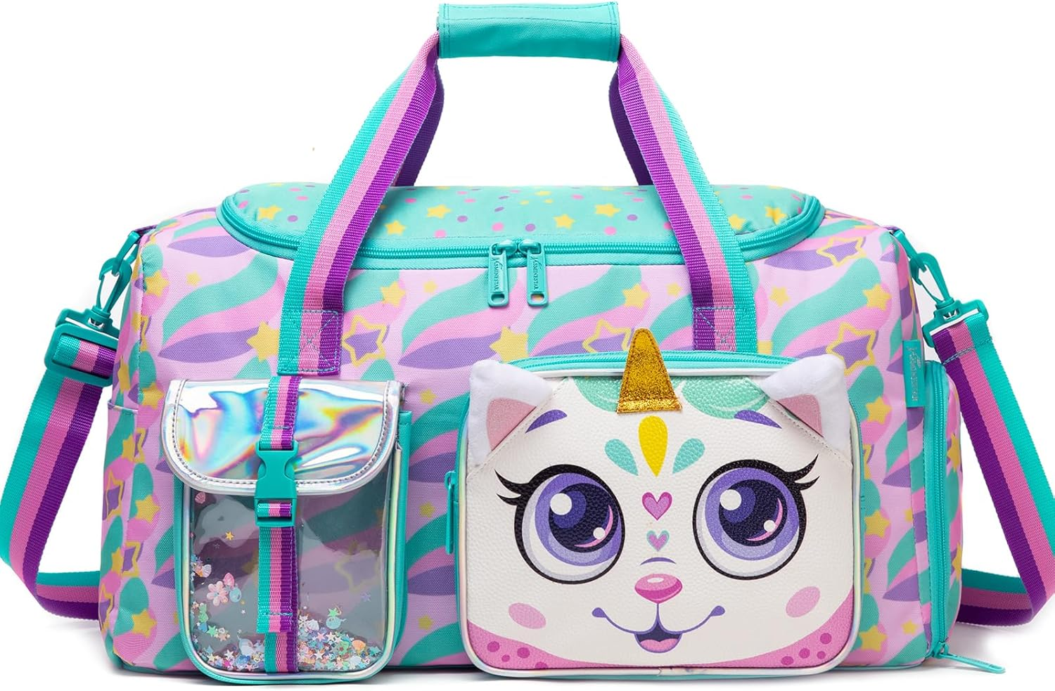 Duffle Bag for Kids Girls Travel Bag Dance Bag for Girls Boys Overnight Bag Kids Gym Bag, Green Leopard