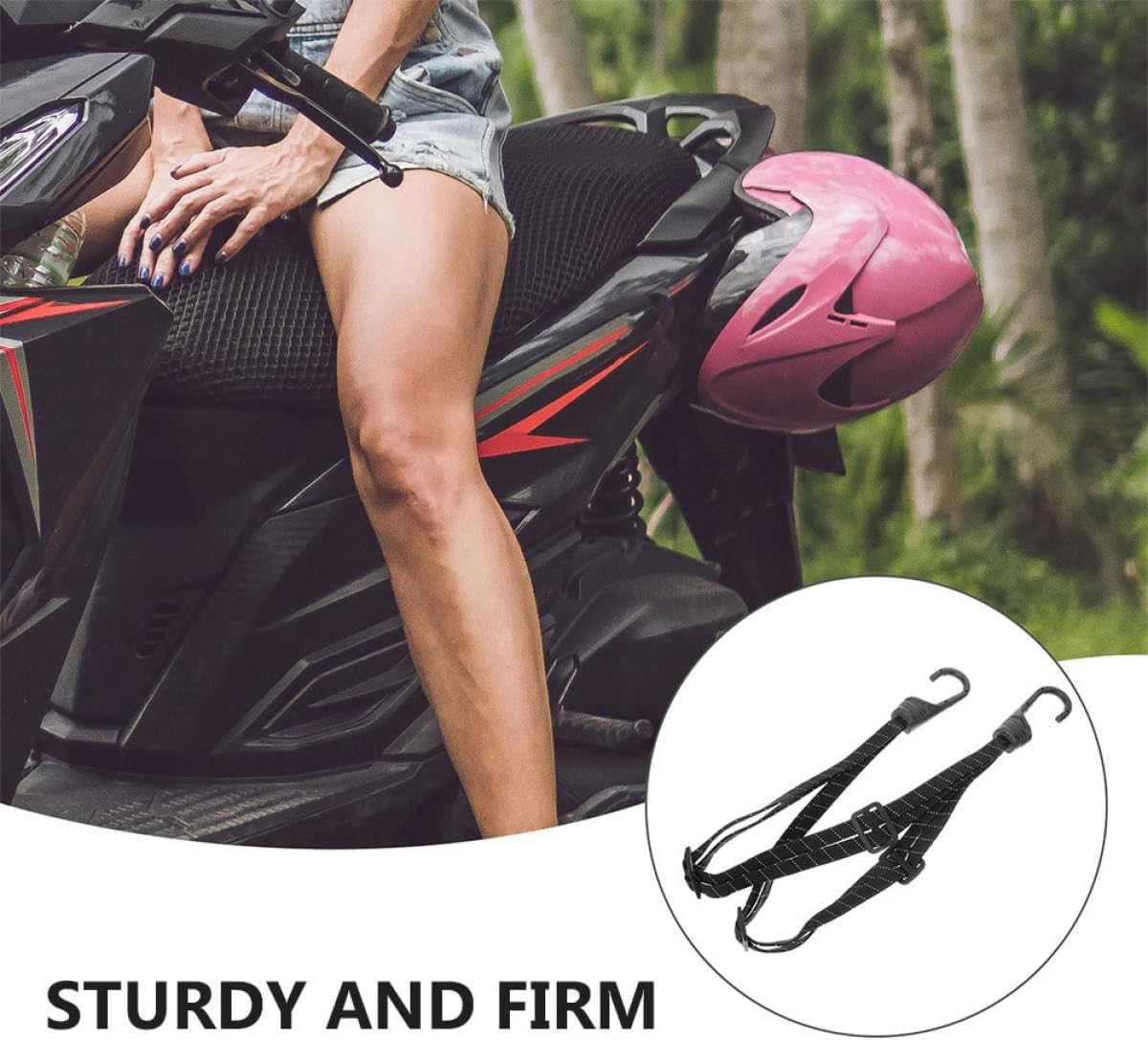 Cabilock 2Pcs Elastic Bike Bungee Cords with Reflective Helmet Rope Motorcycle Luggage Fixed Straps for Bicycle Handlebar Secure Cargo and Helmet Accessories image number 5