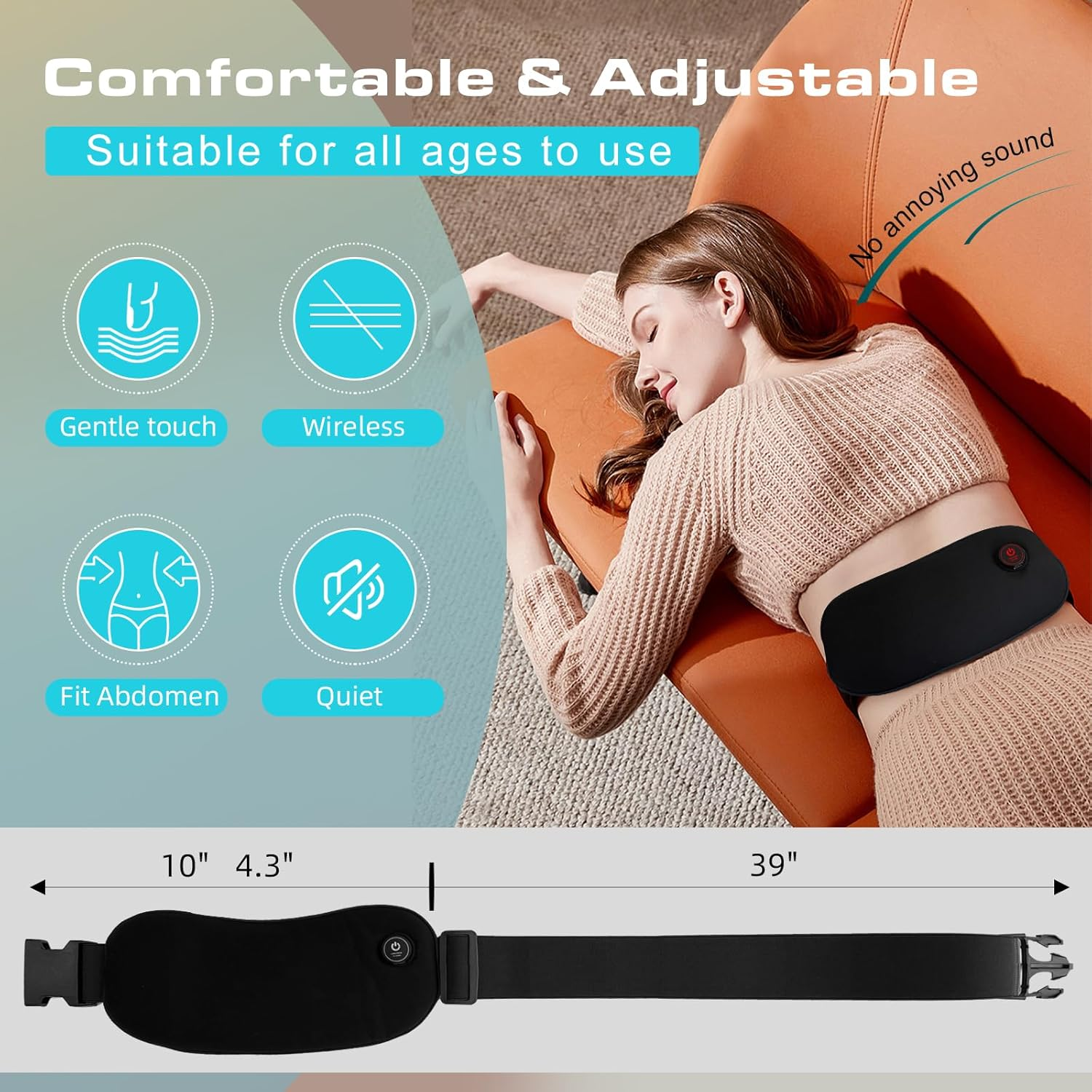 Portable Heating Pad Cordless Period Heating Pad for Cramps Menstrual Heat Pad Electric Rechargeable Battery Included 5000Mah for Long Time Use image number 6