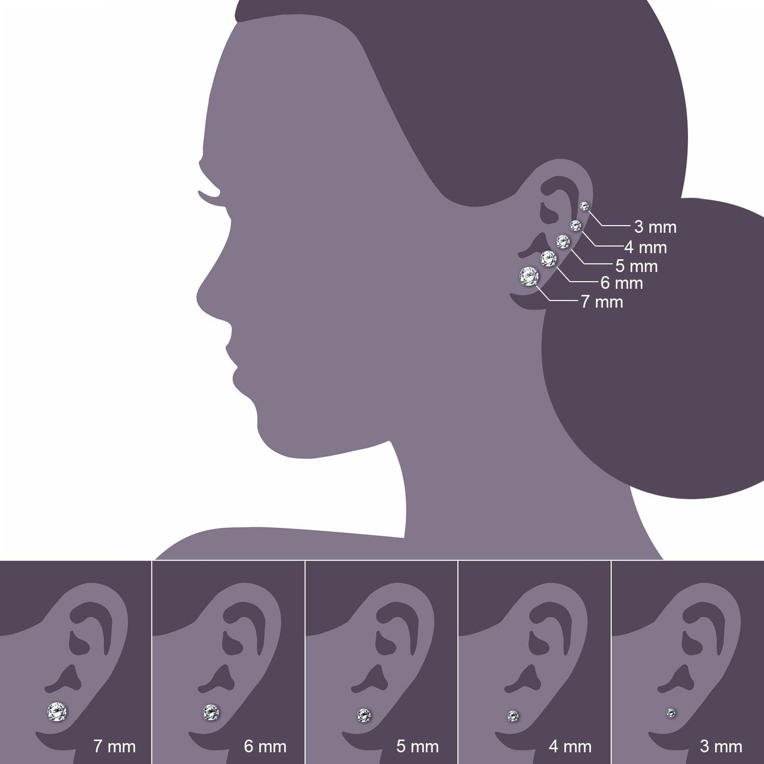 Jewelrieshop Assorted Sizes Wholesale Lot Stainless Steel Cubic Zirconia Barbell Cartilage Tragus Helix Stud Earring image number 5