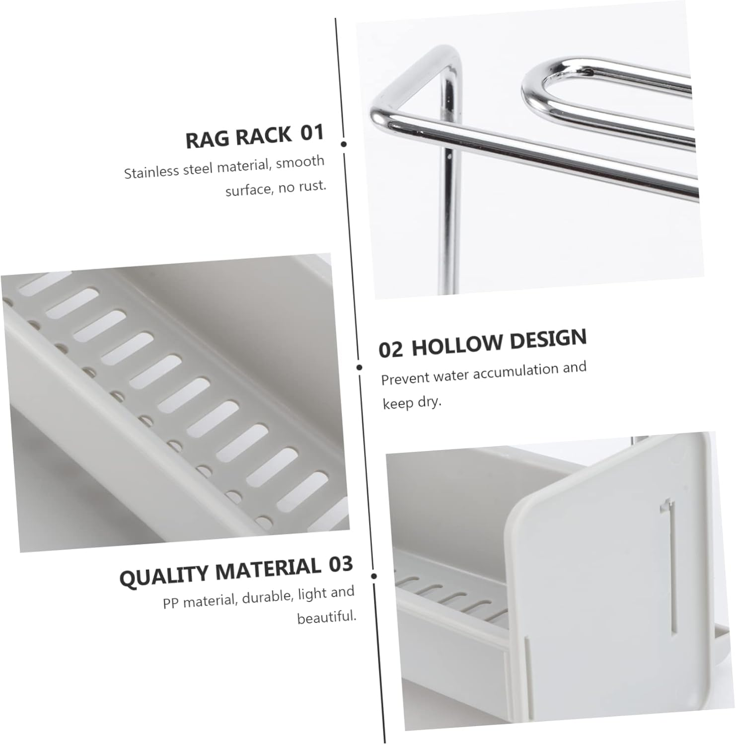 LABRIMP Elegant Modern Design Sink Rack Dish Drying Rack over Sink Kitchen Wall Storage Cleaning Cloth Holder image number 1