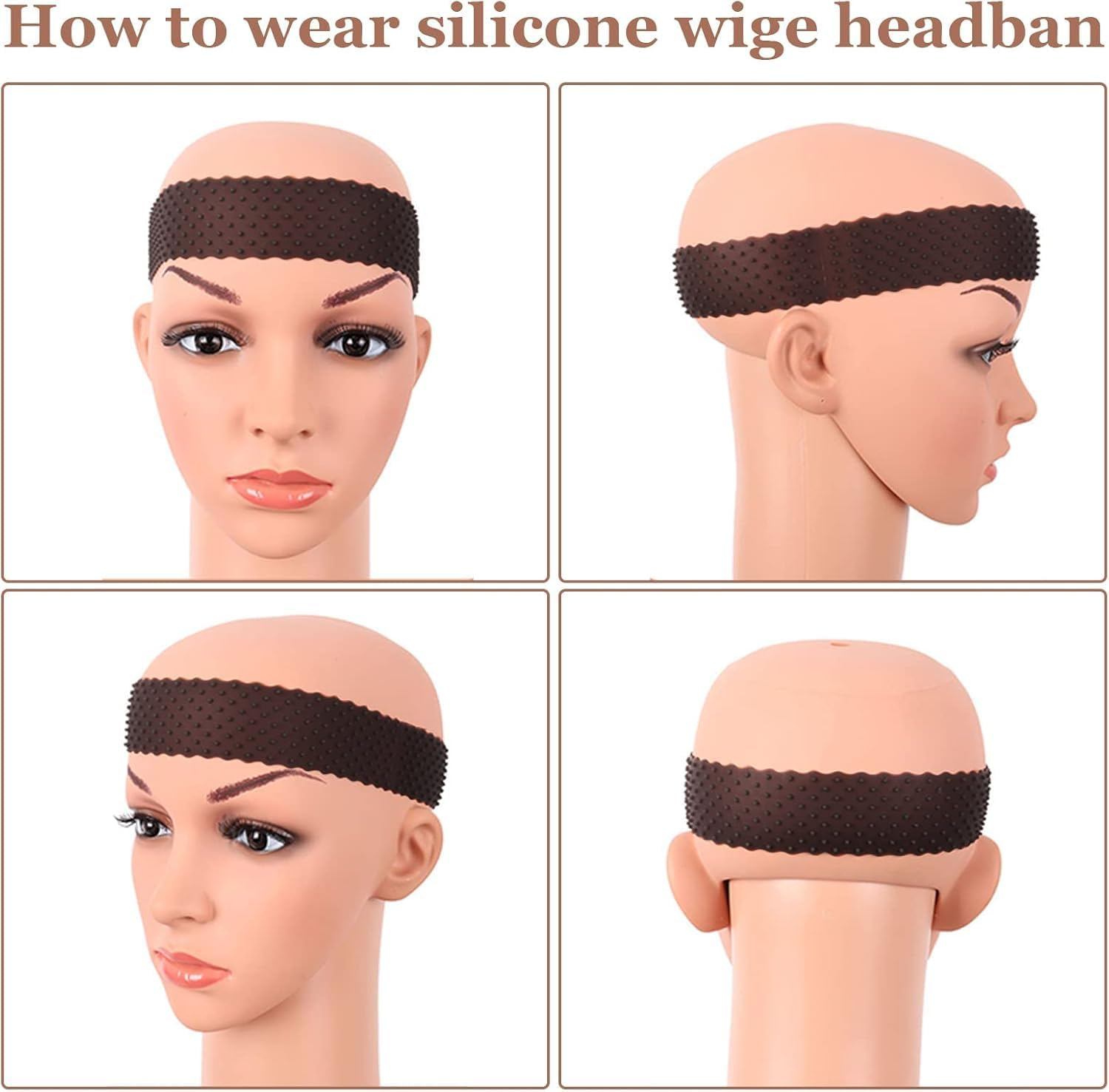 Silicone Wig Grip Headbands, 2 Pack Adjustable Anti-Sweat Nonslip Silicone Hair Band,Gel Nonslip Wig Elastic Band Wig,Silicone Wig Grip Band image number 6