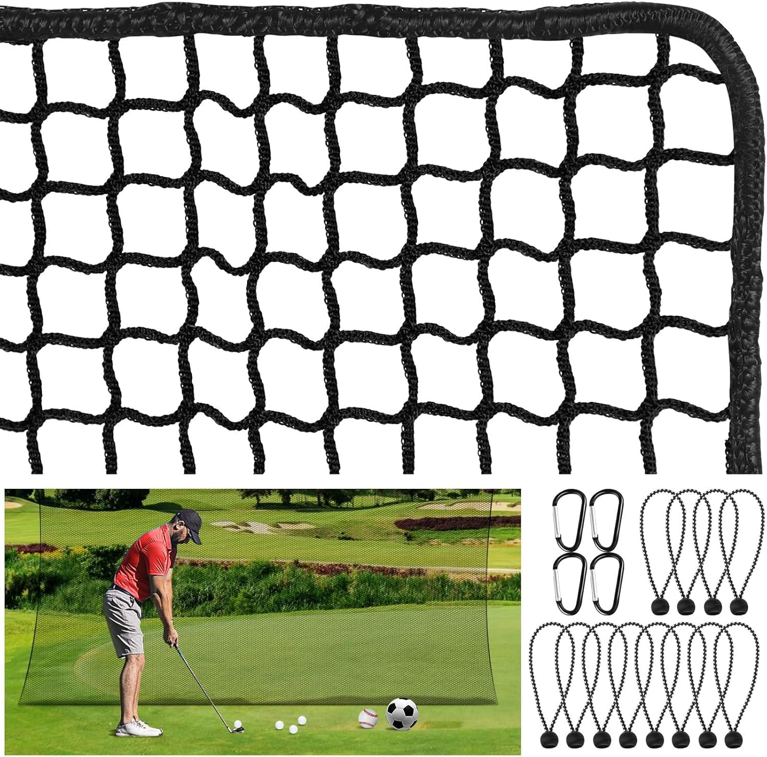 Golf Hitting Net, Heavy Duty Ball Practice Net, Multi-Sport Practice Barrier for Golf, Baseball, Hockey & Chipping - Durable DIY Ball Netting image number 6