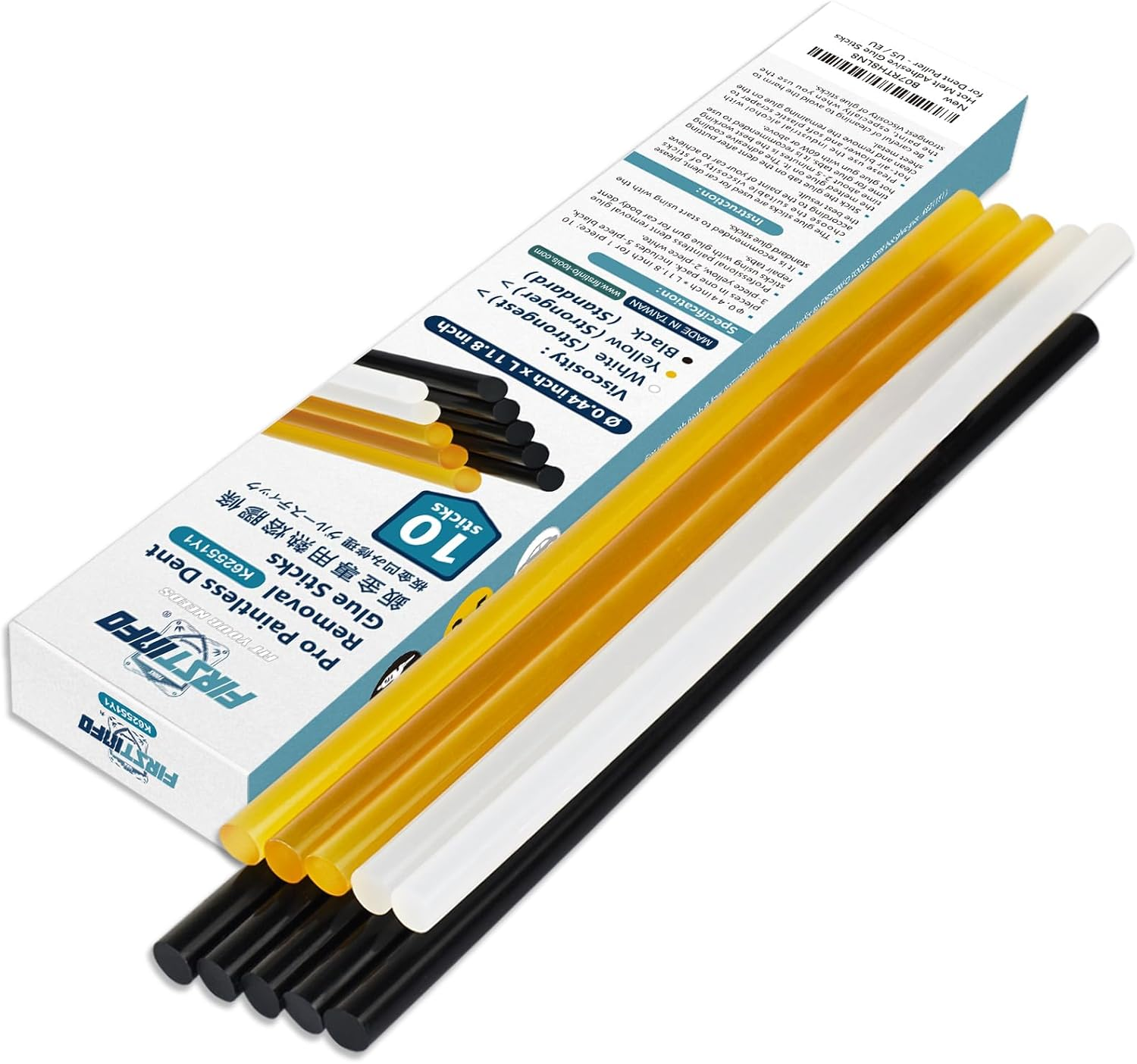 FIRSTINFO Paintless Dent Removal Glue Sticks Hot Melt Adhesive Glue Sticks Paintless Dent Repair Tool for Car Repair Dent Remover Tool Set - 5*Black, 3*Yellow, 2*White, &Phi; 0.44 Inch X L 11.8 Inch image number 2