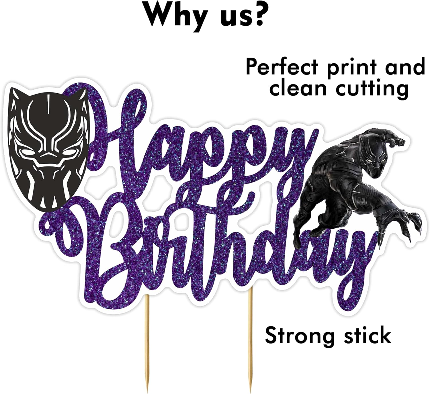 Blck Pnthr Happy Birthday Cake Topper | Black Panther Theme &ndash; Birthday Party Decoration &ndash; Durable & Easy to Use &ndash; Perfect for Celebrations image number 5