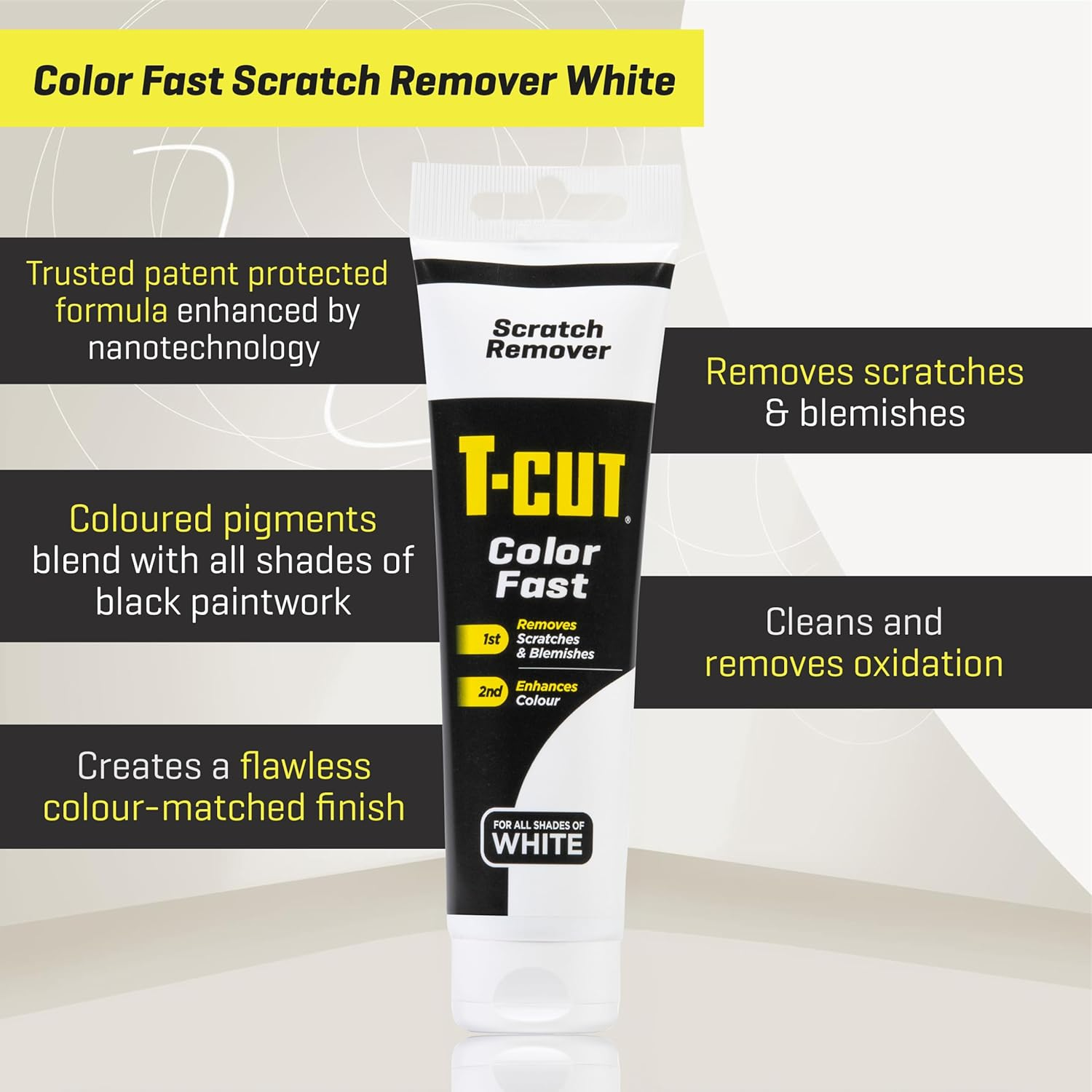 T-Cut Colour Fast White Car Wax Polish Scratch Remover Colour Enhancer - 150G