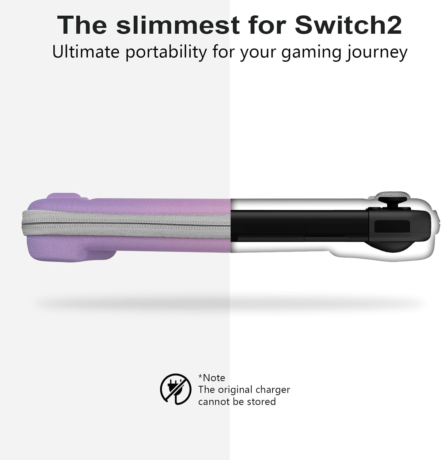 Tcaraersing for Nintendo Switch 2 Protective Travel Carrying Case with 12 X Game Card Slots, 1 Slim Comfortable Grip Cover, 2 Screen Protector, Dedicated Charger & Accessory Storage Pockets， Purple image number 4