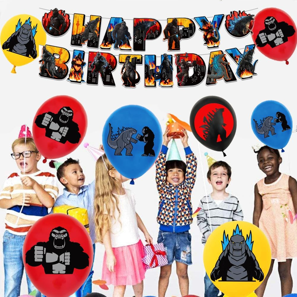 Godzilla Birthday Decorations - Banner, Latex Balloons, Cake & Cupcake Toppers for Kids' Party image number 5