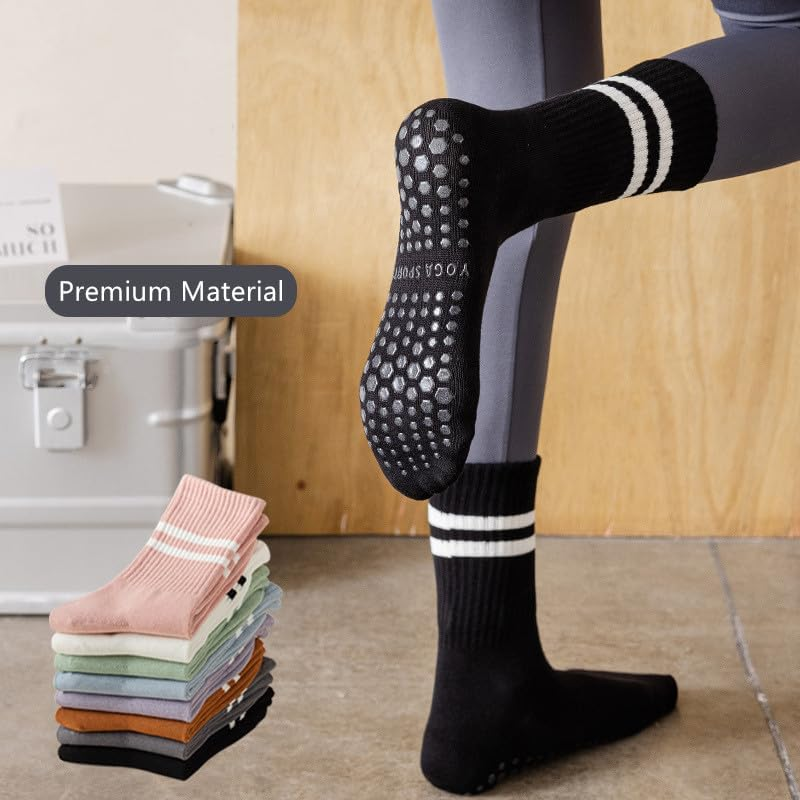 Grip Pilates Socks for Women Non Slip Yoga Socks Open Top Athletic Socks for Barre Ballet Barefoot Workout Hospital image number 2