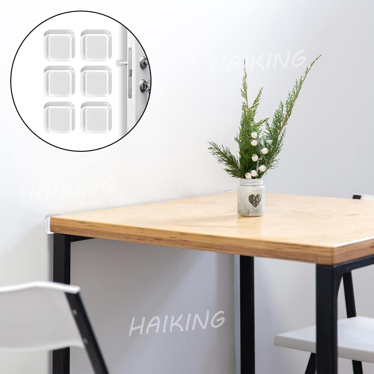 Square Self Adhesive Door Bumper, 6 Pcs 4 * 4Cm Silicone Door Wall Protector for Door Knob,Cabinet, Headboard (Transparent)