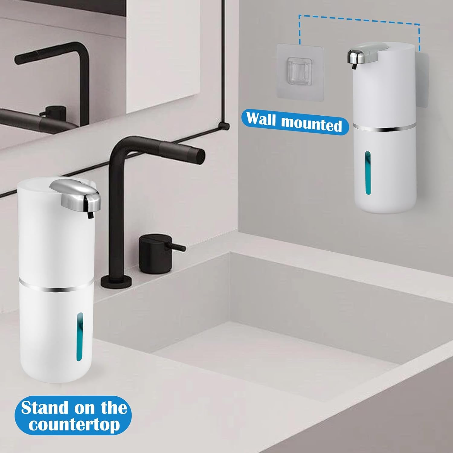Automatic Soap Dispenser, Wall Mounted 4-Level Adjustable Foaming Hand Soap Dispenser, Rechargeable Bathroom Foam Soap Dispenser, Electric Touchless Kitchen Soap Dispenser image number 4