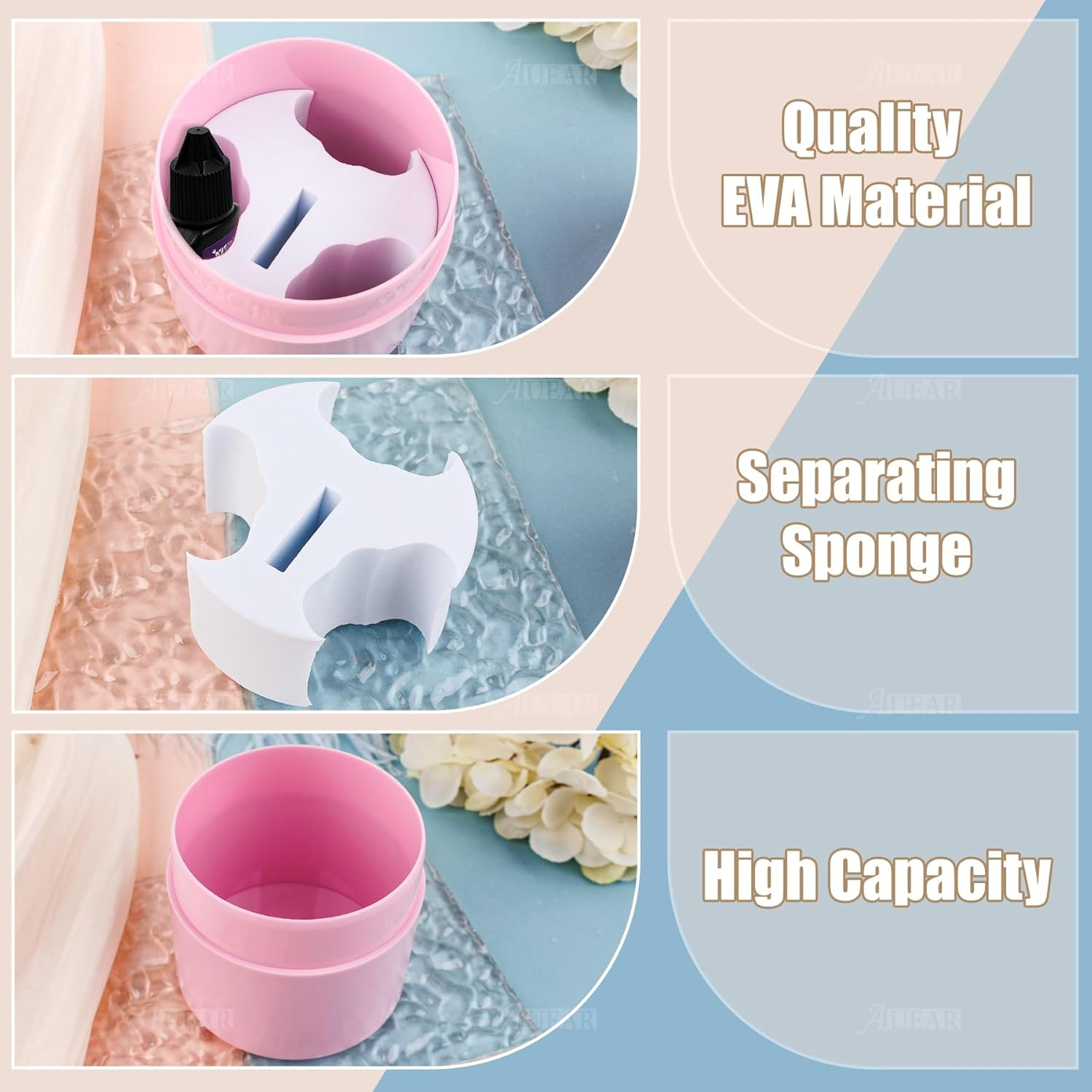 AUEAR, Eyelash Glue Storage Tank Lash Extension Organizers Activated Carbon Sealed Storage Jar Leak Proof Container Cylinder (Pink) image number 6