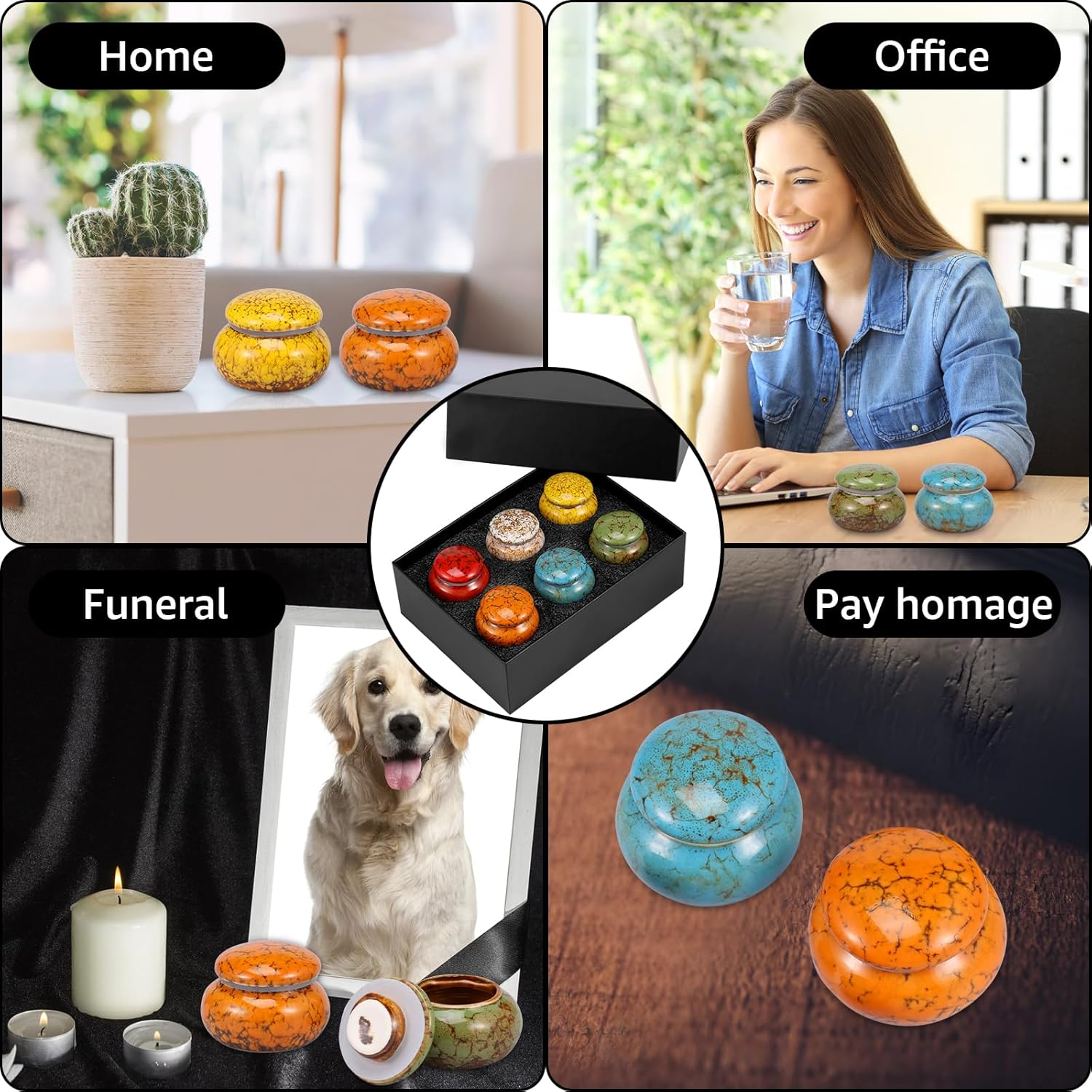 6 Pcs Ceramic Small Urn for Human Ashes Keepsake Compact Urns for Ashes Portable Keepsake Urn Reliable Mini Urn Decorative Small Urn Set for Human and Pet Ashes Fulasun. image number 1