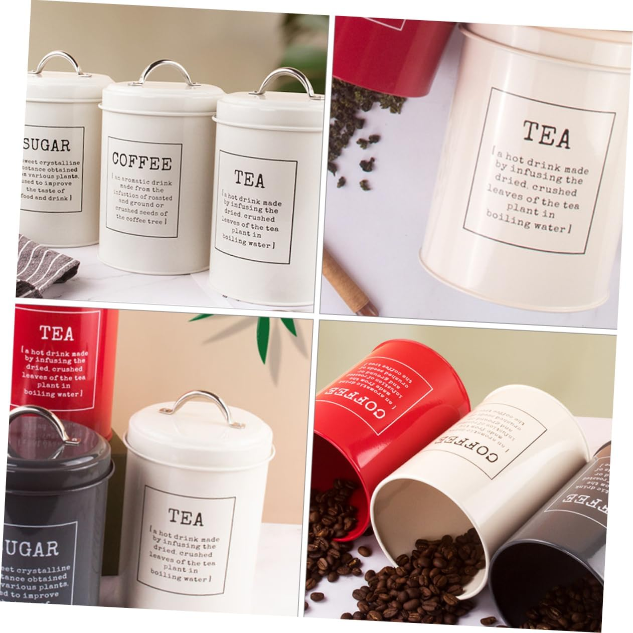 MAGICLULU Nordic Style Tea Leaf Jar and Coffee Beans Canister Set with Lid, White Ceramic Sugar Storage Container for Kitchen Organization, 3Pcs Food Storage Jars for Home and Office image number 4