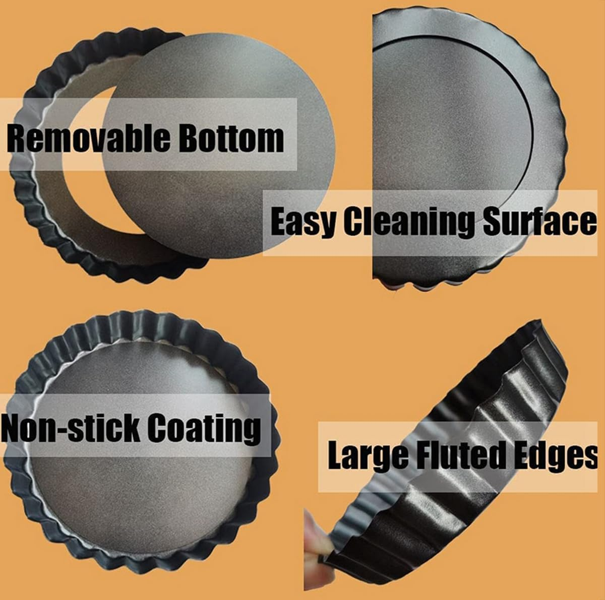 6Pcs/Set Mini Tart Pan Egg Tart Molds with Removable Bottom Non-Stick Pie Pizza Cake round Mould Tins Tarts Quiche Pan Bakeware (10CM) image number 2