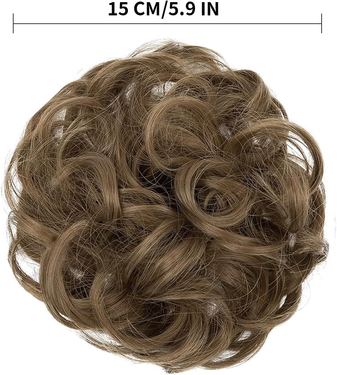 Tavvke Messy Bun Hair Piece for Women, Fluffy Curly Bun Extensions with Elastic Hair Band, Easy to Use Scrunchie for Daily Wear (Light Brown) image number 5
