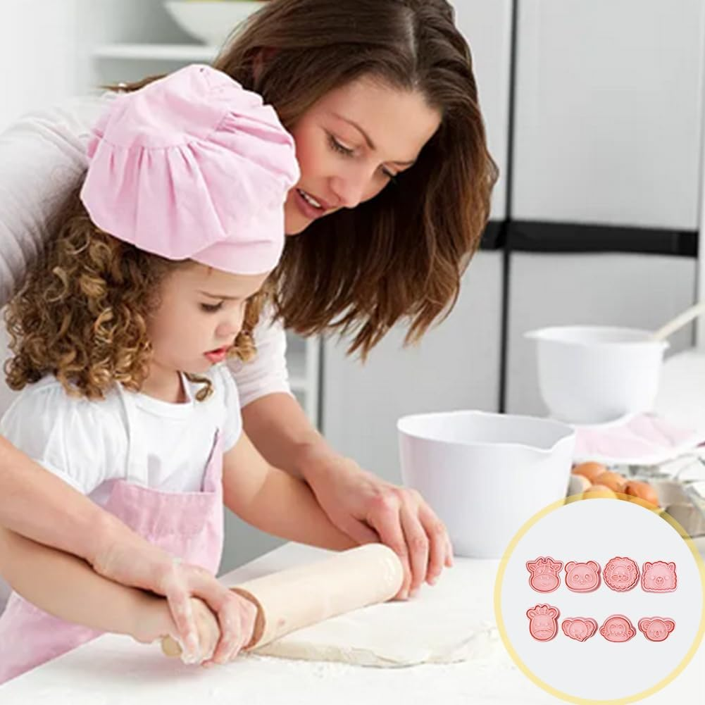 8PCS Cartoon Animal Cookie Cutters Set, Animal Plastic Cookie Stamps, Cute 3D Baking Molds for Biscuit, Fondant, Cheese, Chocolate,Diy Bakings Cake Fondant Pastry Baking Supplies image number 2