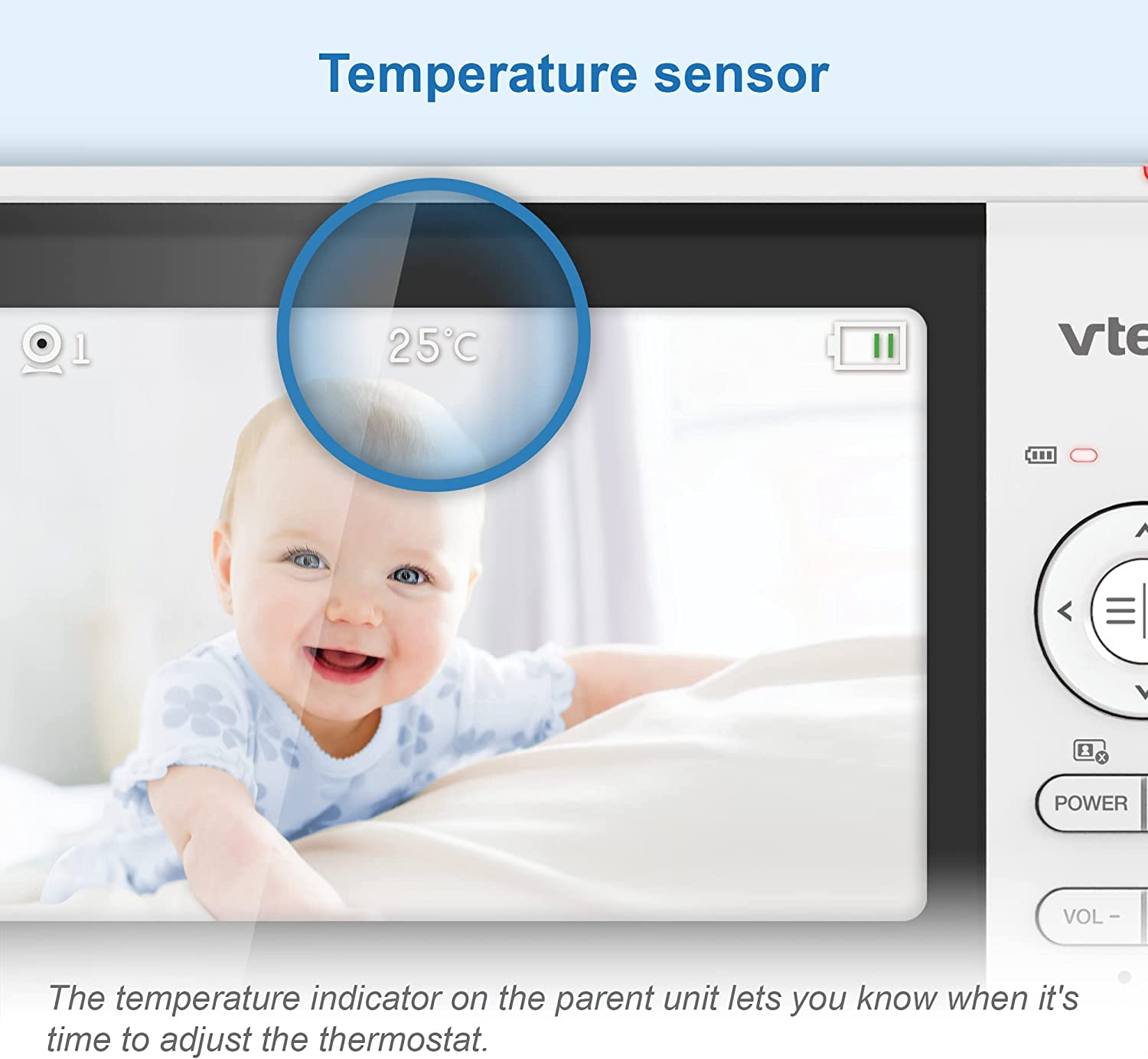 Vtech BM5250N 5'' 2-Camera Full Colour Video Baby Monitor with Night Light, 2-Way Talk, Soothing Sounds, Room Temperature Monitor, up to 17 Hours Battery Life image number 1