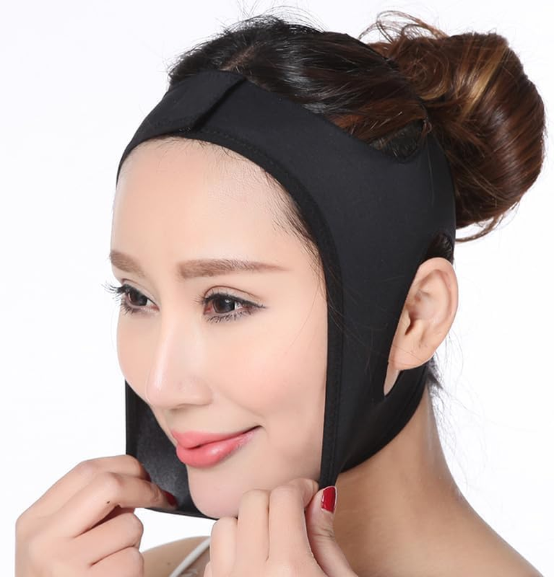 Post Surgery Neck and Chin Compression Garment Wrap Bandage, Face Slimmer, Jowl Tightening, Neck Coverage, Chin Lifting Strap (S)