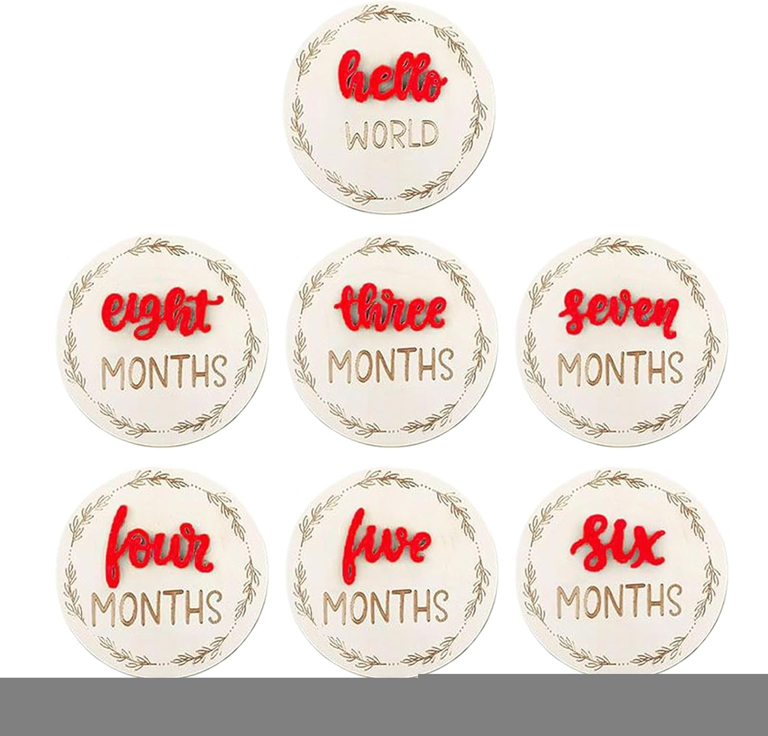 Generisch Monthly Development Signs for Babies, 3D Monthly Photo Marker Disc, 7 Pieces, Decorative Month Marker Discs Wall Decoration for Children'S Room, Photography