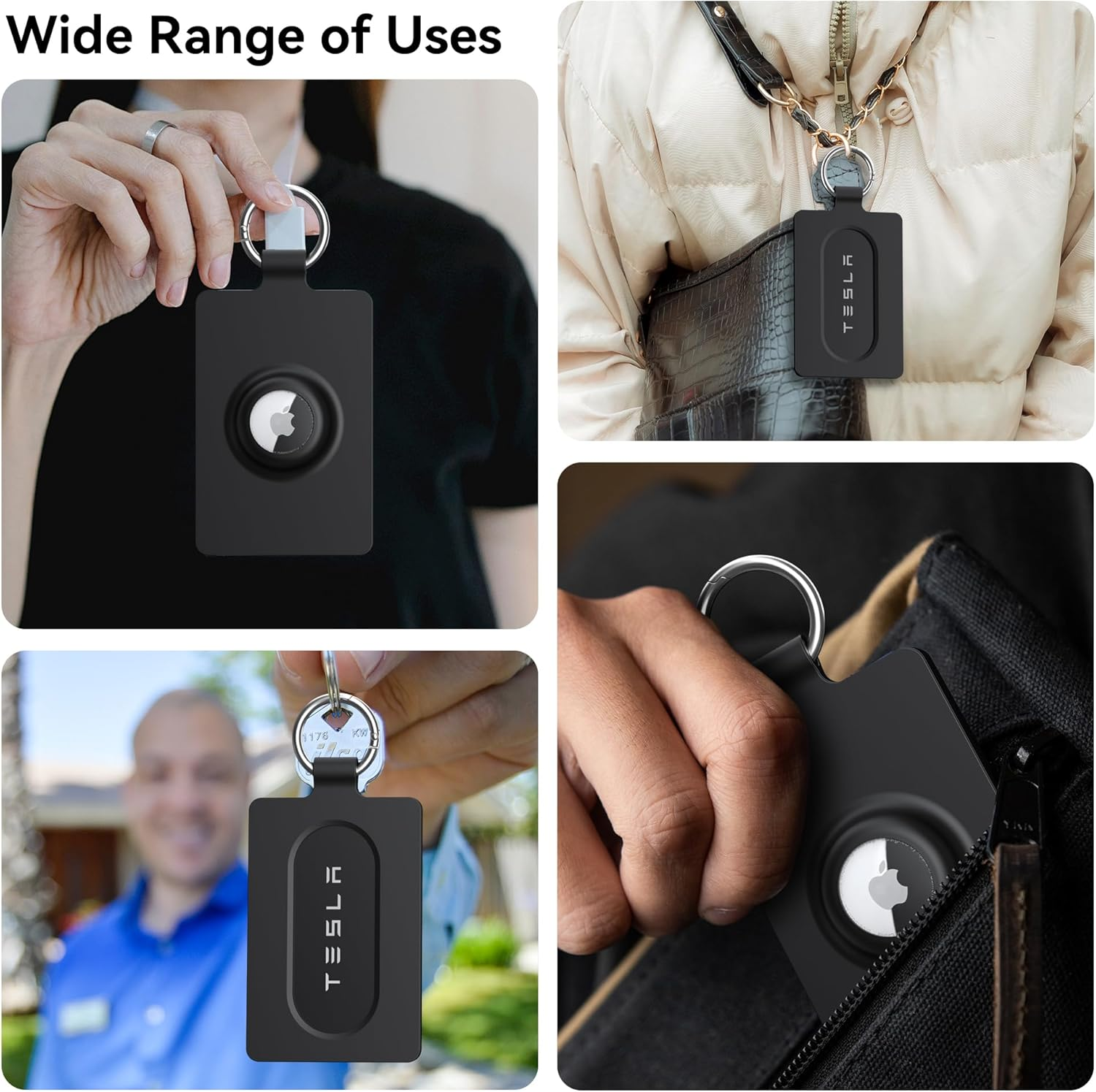 Skyarmor Card Holder for Tesla Keycard with Airtag, Soft Silicone Key Card Protective Case Cover for Tesla Model 3 Y S X, Key Holder with Keychain Key Rings - 1 Pack image number 1