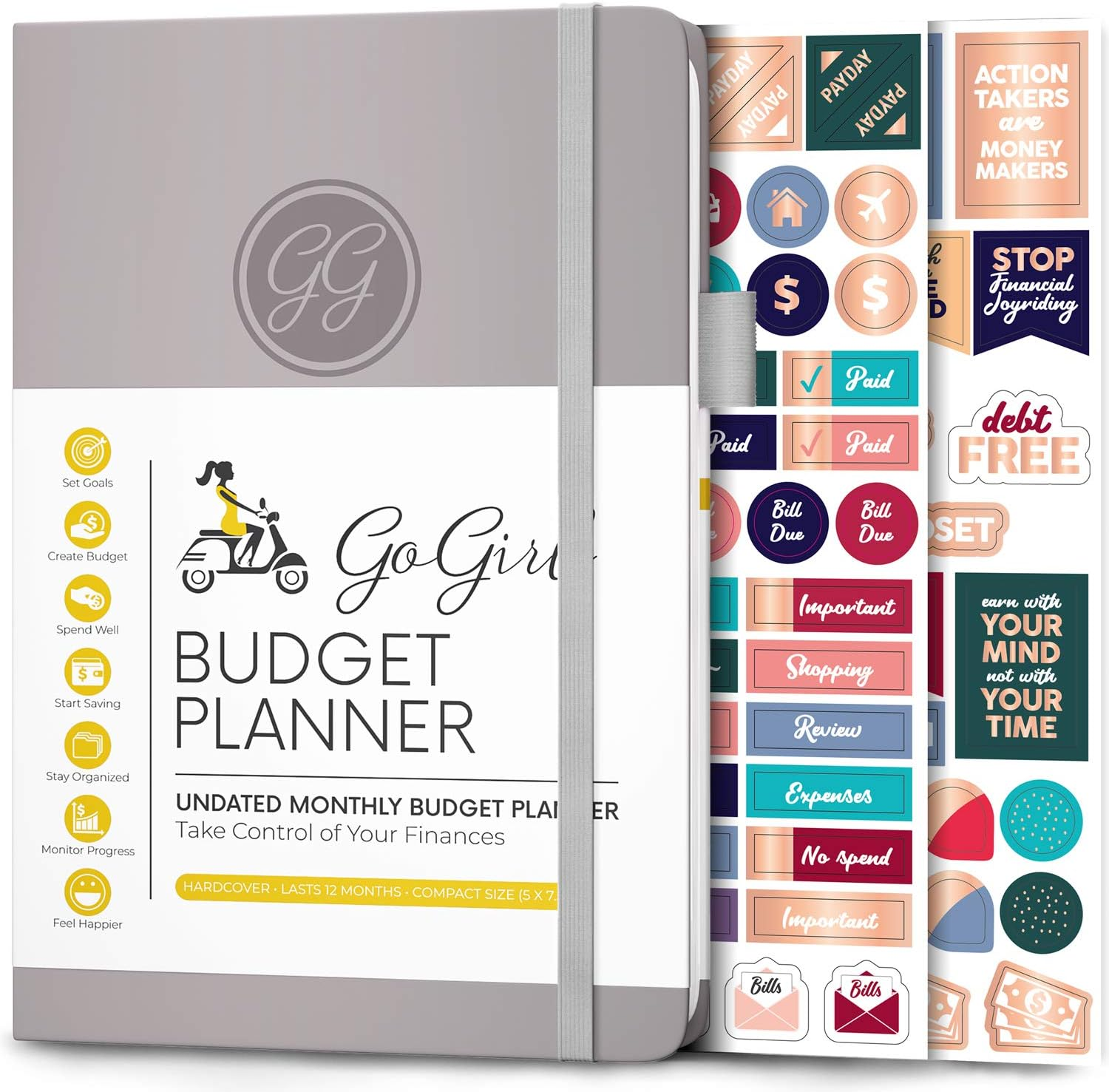 Gogirl Budget Planner - Monthly Financial Planner Organizer Budget Book. Expense Tracker Notebook Journal to Control Your Money. Undated - Start Any Time, 5.3" X 7.7", Lasts 1 Year Compact (5.3" X 7.7") - Smaller than A5 Lavender