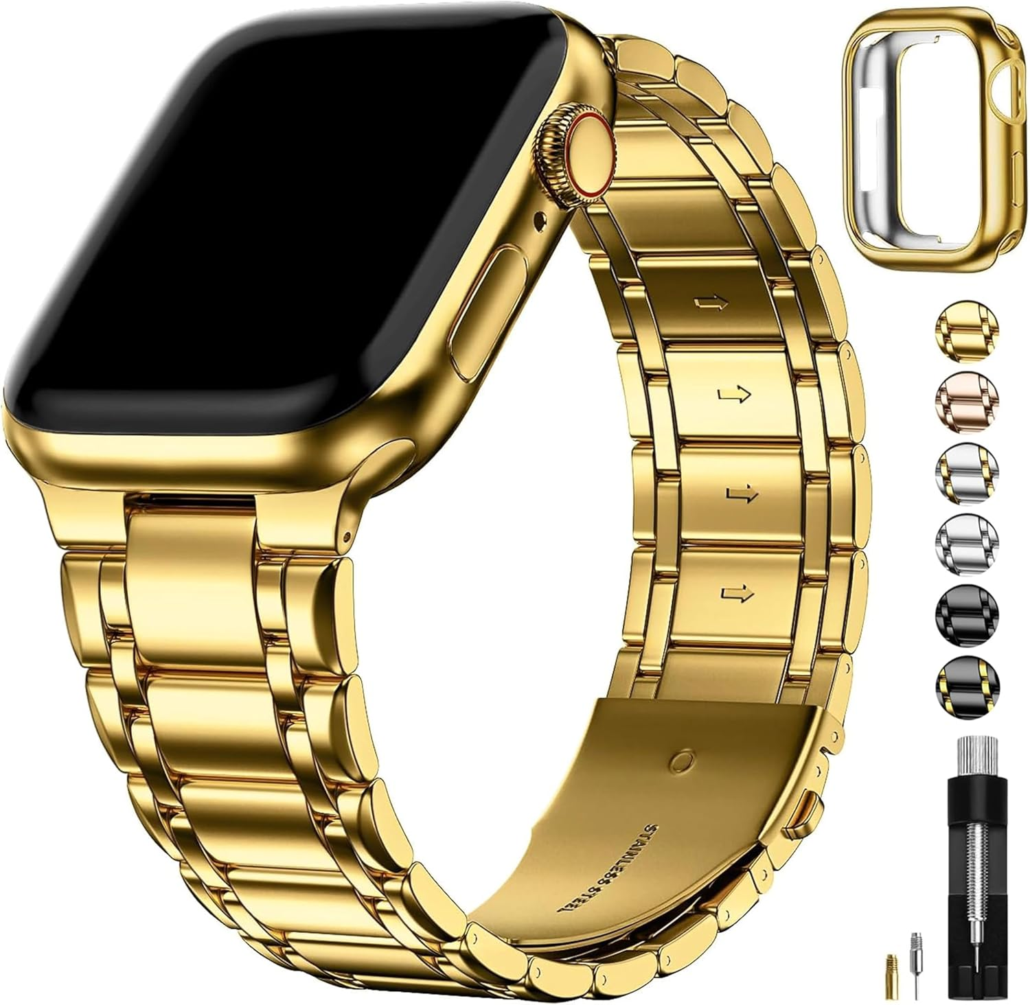 Fullmosa Bands Compatible with Apple Watch Band 45Mm 44Mm 42Mm 46Mm 49Mm 41Mm 40Mm 38Mm with Case,Steel Watch Bracelet Metal Strap for Iwatch Series 11 10 9 8 7 6 5 4 3 2 1 SE3/2/1 Ultra3/2/1