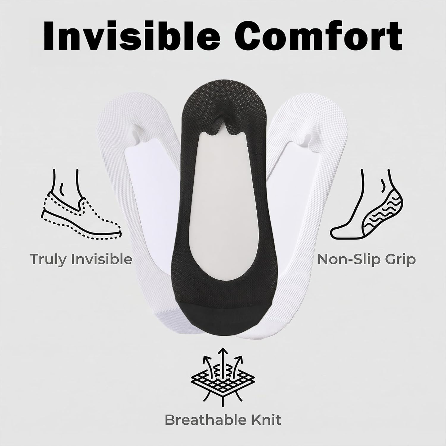 No Show Socks Women, Invisible Low Cut Socks for Flats, Boat Shoes and Summer Wear &ndash; Comfortable Hidden Design to Stay in Place image number 2