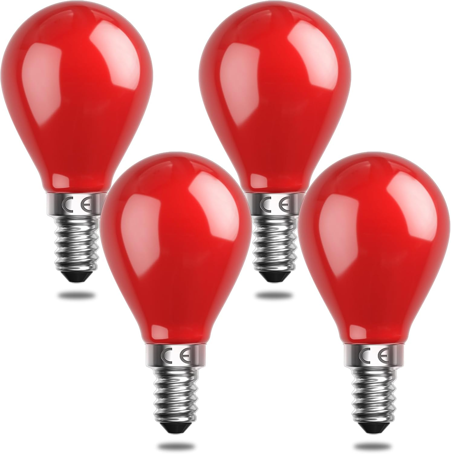 Bonlux E14 LED Light Bulb 4W Red Small Edison Screw Bulb, AC220-240V SES, 40W Incandescent Equivalent, P45 Golf Red Ball Bulb for Night Lights, Festivals, Parties, Pack of 4 image number 3