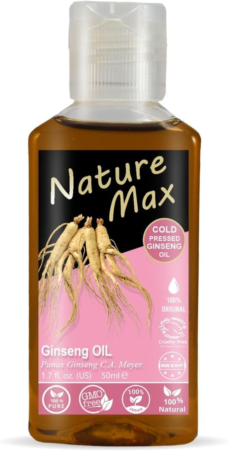 Nature Max Ginseng Oil Natural Undiluted Pure for Hair Skin Care & Food Cold Pressed (1Pack = 1.70 Oz / 50 Ml) زيت جنسنج image number 6