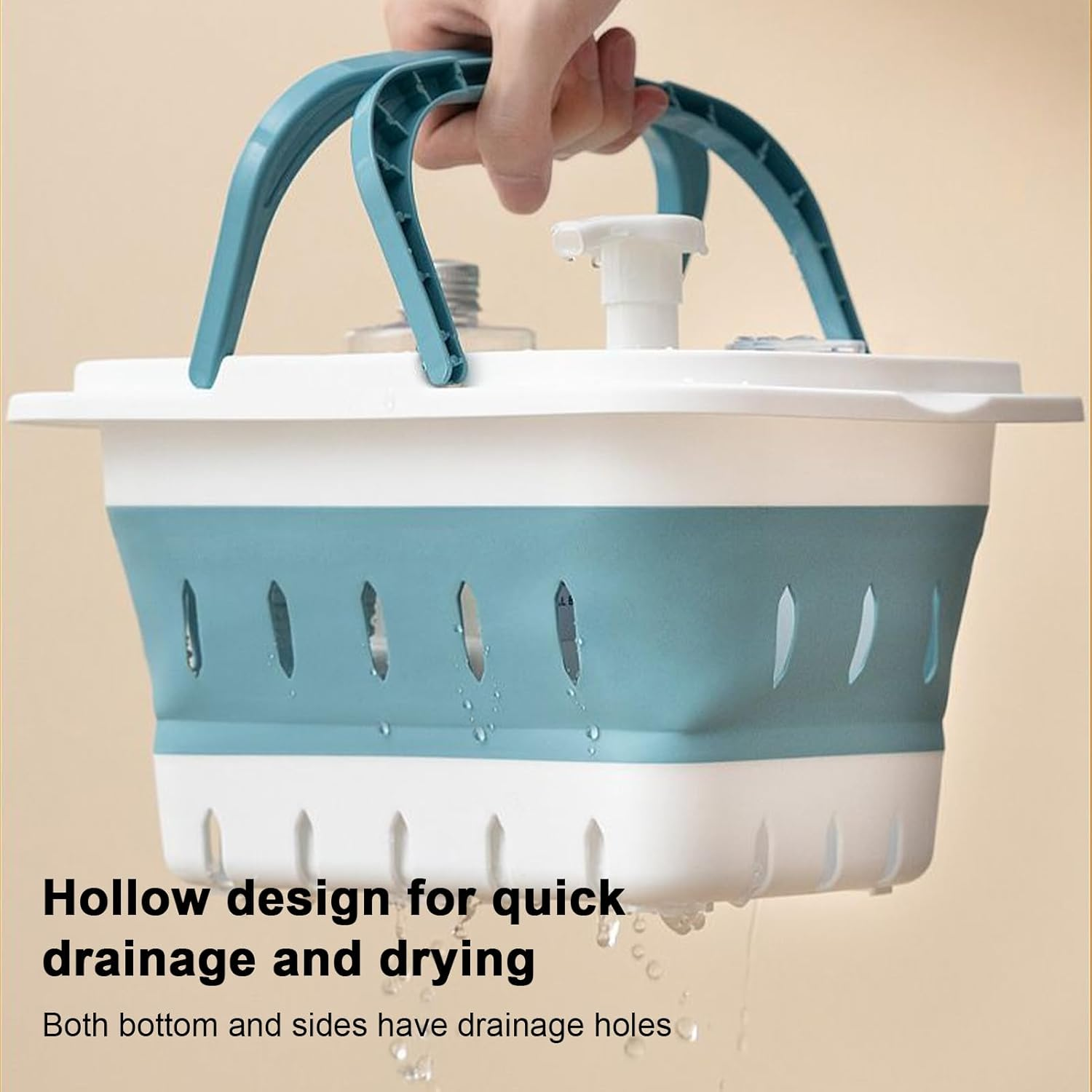 Foldable Shower Basket - 11.02 Inches Bathroom Toiletries Baskets for Home and Gym, Portable Design with Handle, Adorable Travel Storage for Toiletries, Apartment, RV, Camping - Gray image number 5