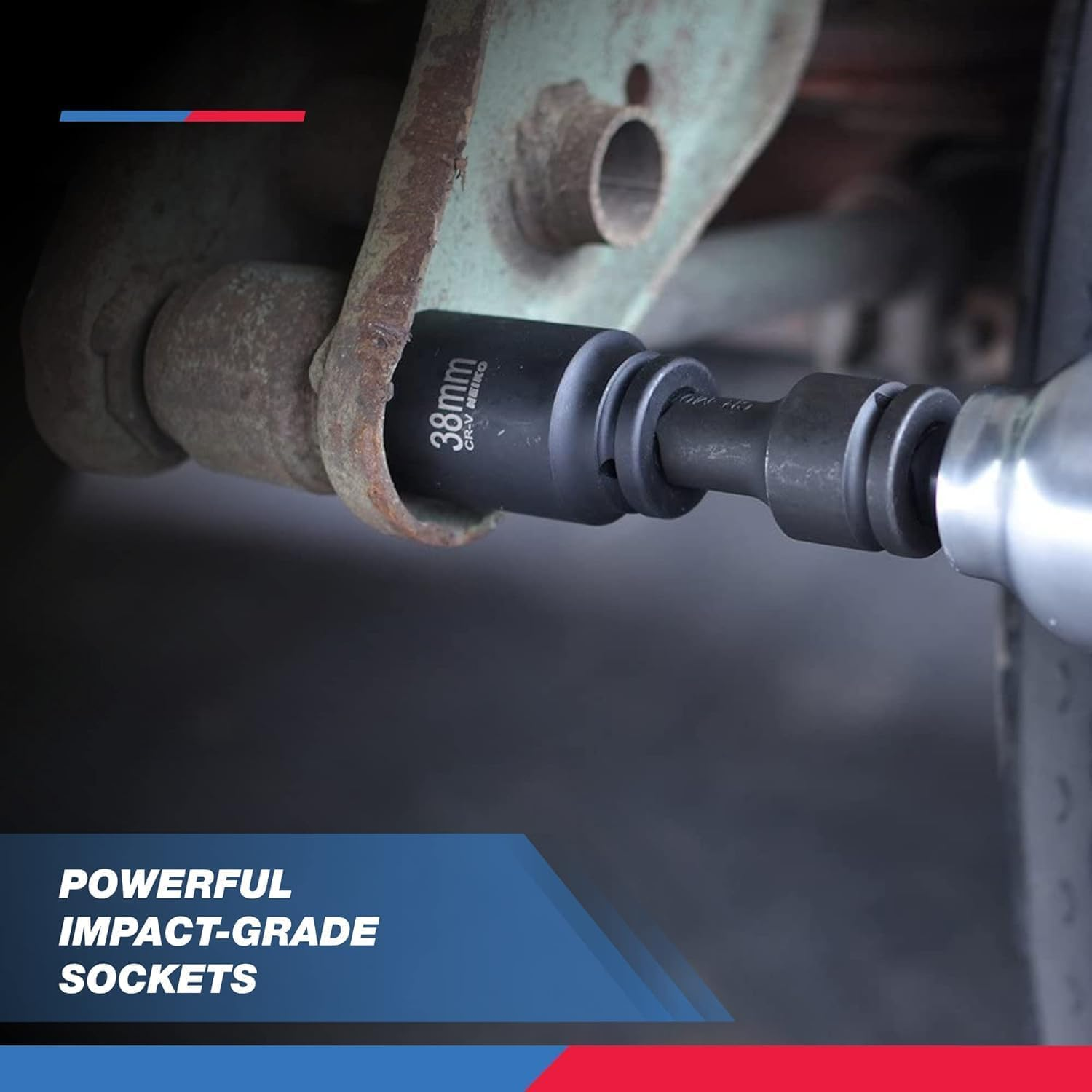 Neiko 02460A 3/4" Drive Deep Impact Socket Set, 8 Piece Jumbo Assortment | Metric Sizes (26 to 38 Mm) | Chrome Vanadium Steel