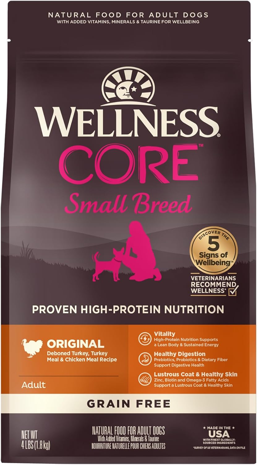 Wellness CORE Dry Dog Food, Small Breed, Grain-Free, High Protein, Natural, Original Turkey & Chicken Recipe, (1.8Kg Bag) image number 2