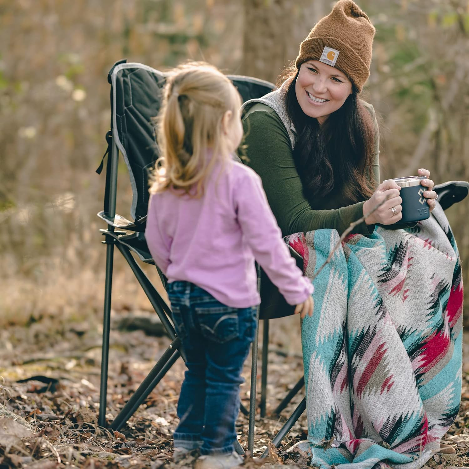 SUNNYFEEL Camping Chair, Oversized Camp Chair Heavy Duty 500 LBS for Big Tall People with Cup Holder & Pocket for Outdoor/Travel/Picnic/Camp (Blue) image number 2