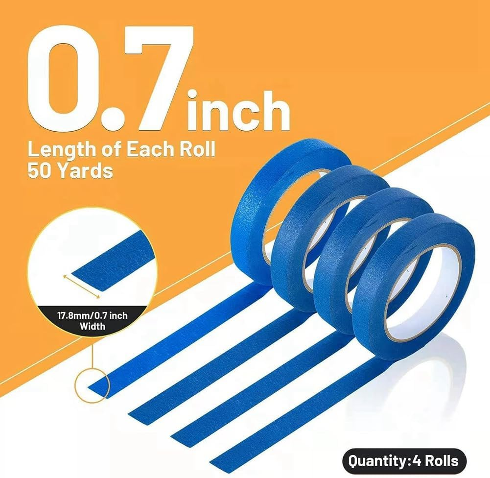 Blue Painters Tape Paint Tape Blue Tape for Painting Automotive Walls Packing Removable Free Residue, 4 Rolls image number 3