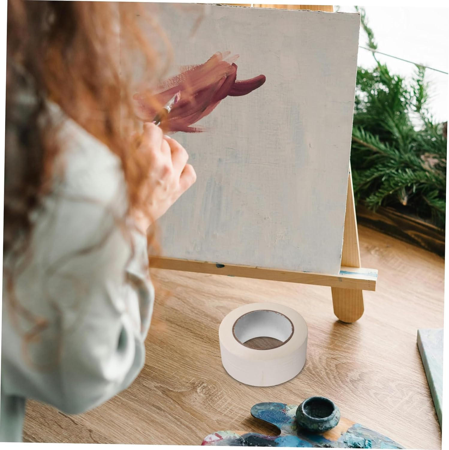 White Masking Tape with Writable Surface High Temperature Resistant Multipurpose Paper Tape for Automotive Paint Masking and Decoration Protection image number 1