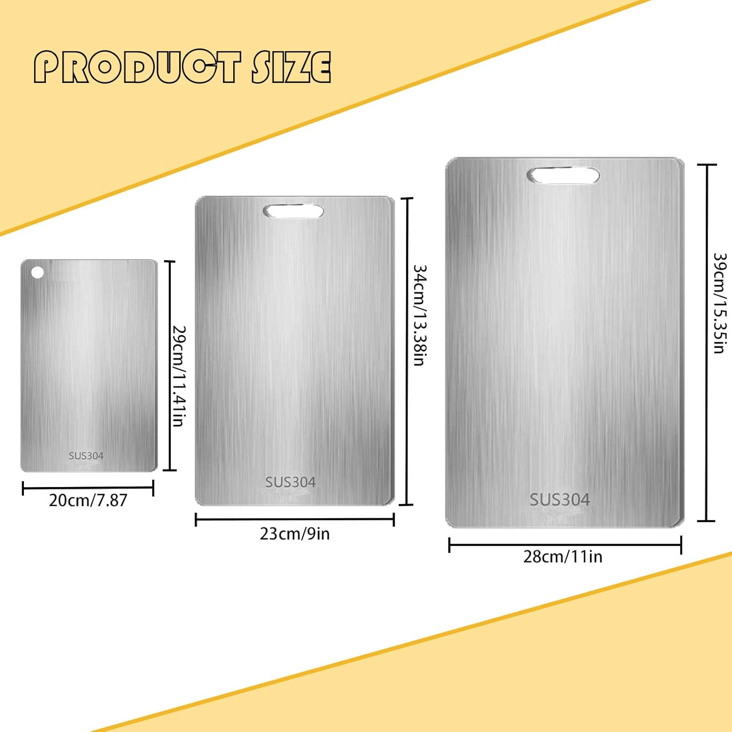 3 Pack Titanium Cutting Board, Stainless Steel Chopping Board Set, Reversible Cutting Board for Kitchen,Home,Chopping Board,Kitchenware image number 3