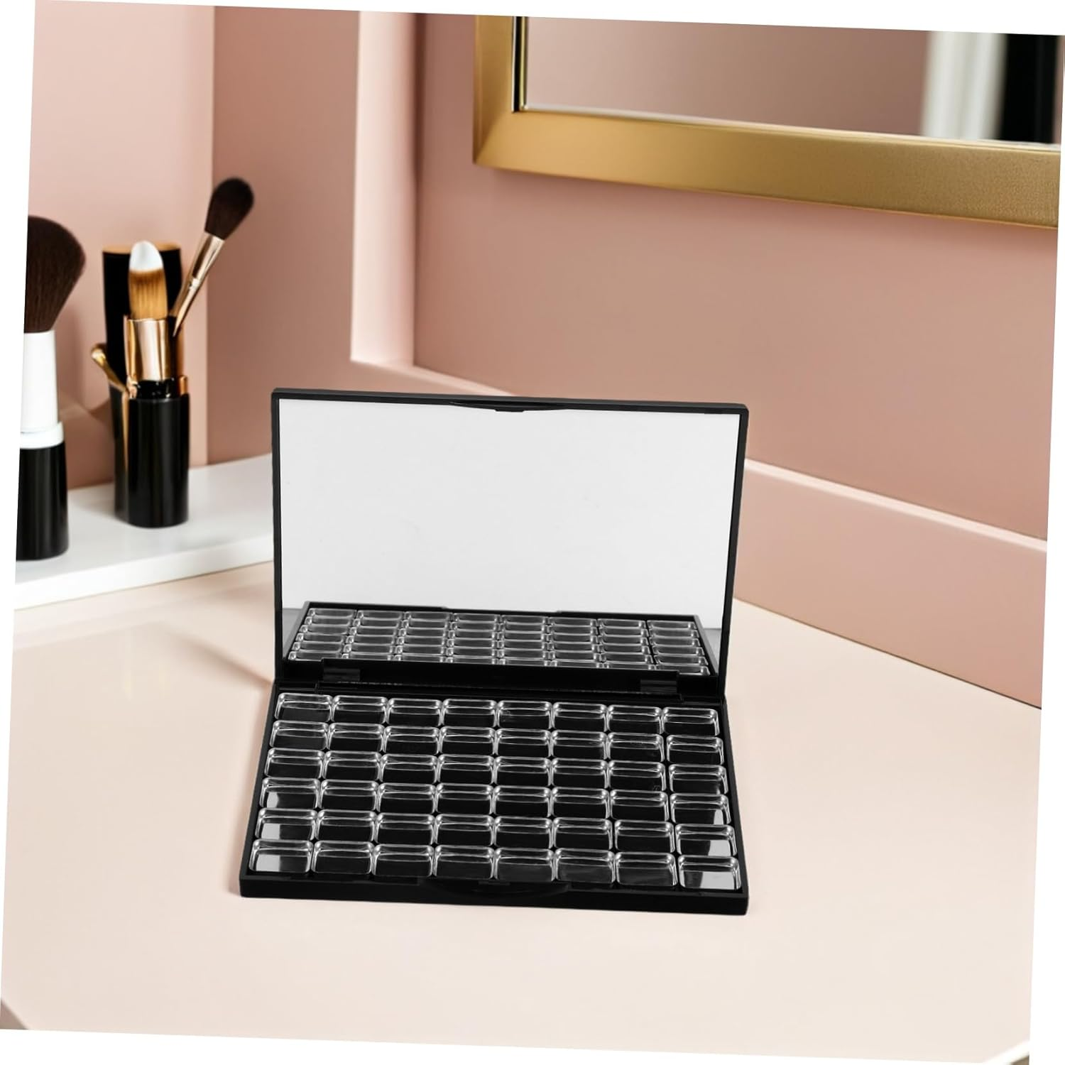 CHICAMPERA 48Pcs Empty Magnetic Eyeshadow Palette with Mirror Refillable Makeup Organizer for Eyeshadow and Blush Powder Includes Metal Pans Travel Friendly Cosmetic Storage Case image number 3
