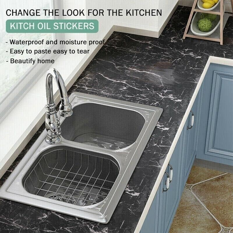 10M Marble Wall Sticker Decor Roll Wallpaper Self Adhesive Contact Paper PVC Waterproof Decorative Wallpaper, Easy to Apply for Home and Office, Durable and Versatile - White Marble-B image number 4