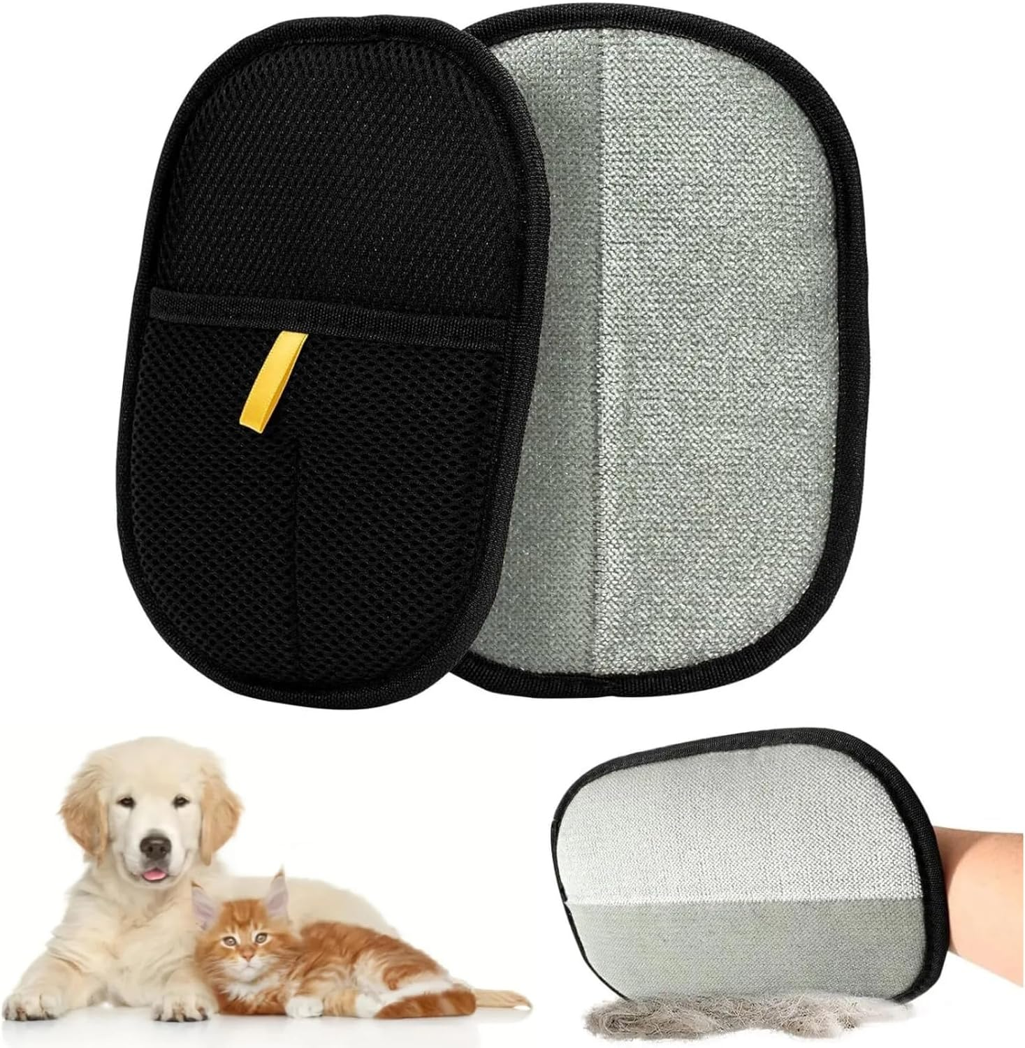 2 Set Pet Hair Remover Glove, Double Sided Cat Dog Silicone Grooming Mitt, Washable & Reusable Electrostatic Fur Removal Glove for Sofa, Carpet,Clothing, Car & Home Cleaning image number 5